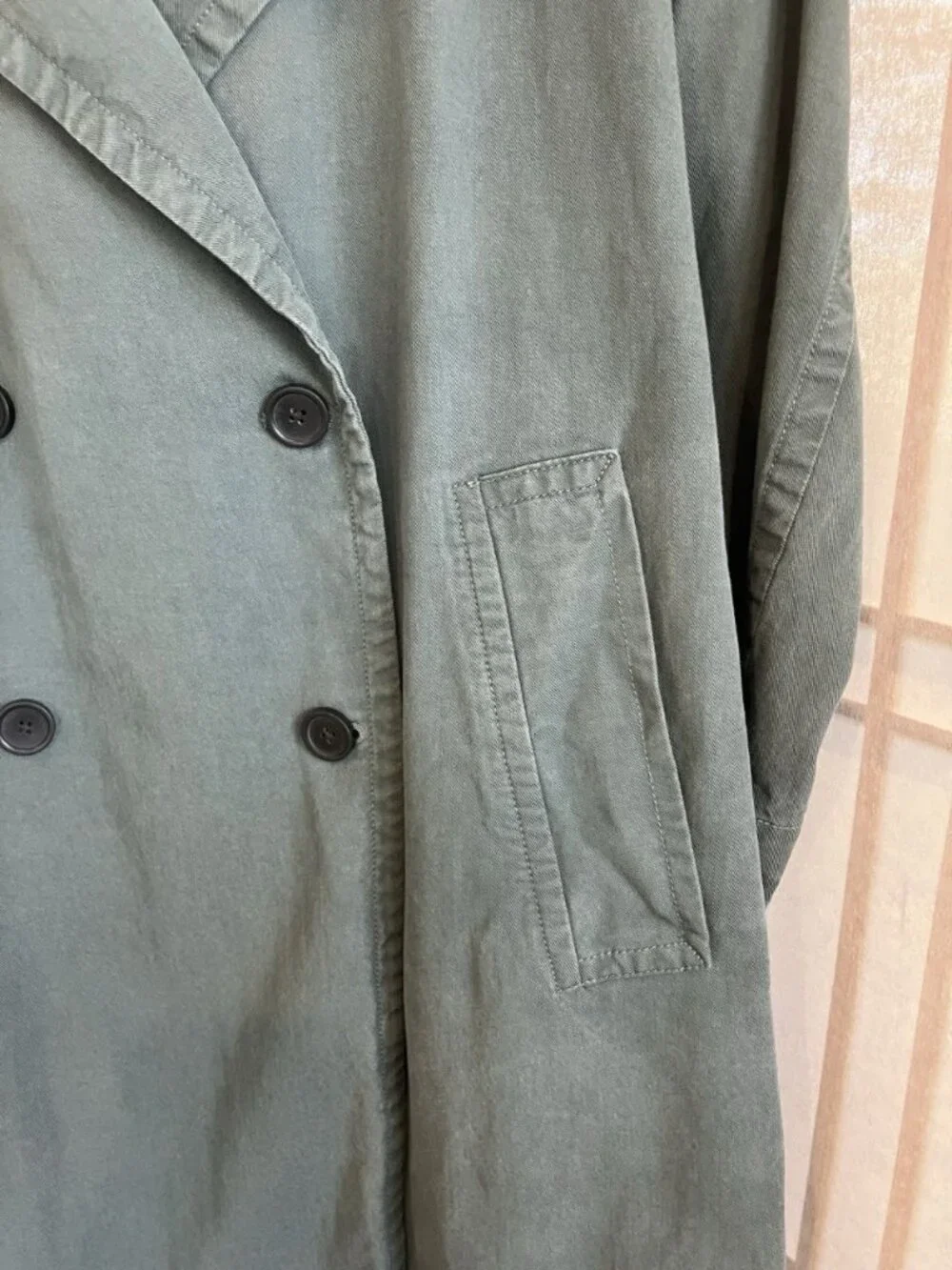 Everlane The Drape Trench Coat, Double Breasted, Small, Sage Green Boho City Hip - Picture 6 of 9
